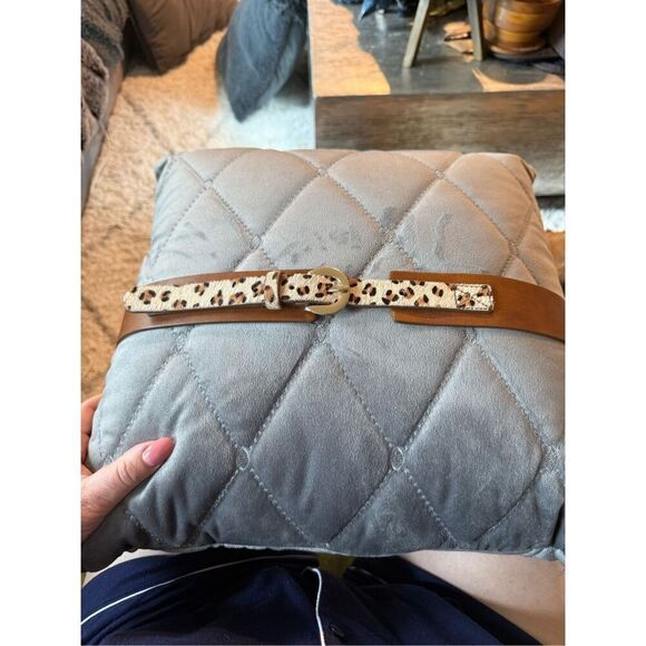 Chico’s Brown Leather & Calf Hair Leopard Belt sz M NWOT main image 5